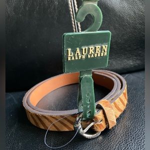 Lauren Ralph Lauren Brown & Tan Zebra Genuine Calf Hair Belt